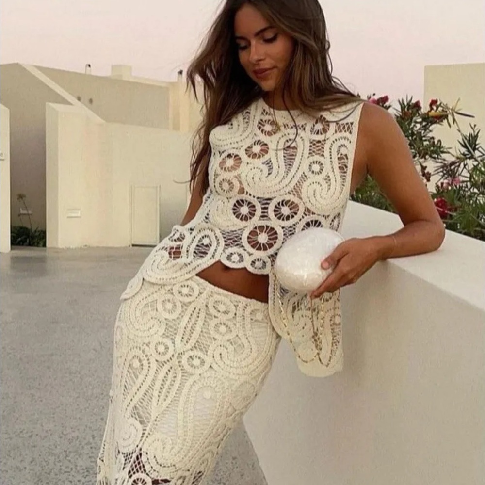 BLOGGER'S FAVE! Zara 2 Pc Asymmetrical Crochet Skirt And Top NWT LAST ONE - Picture 13 of 13